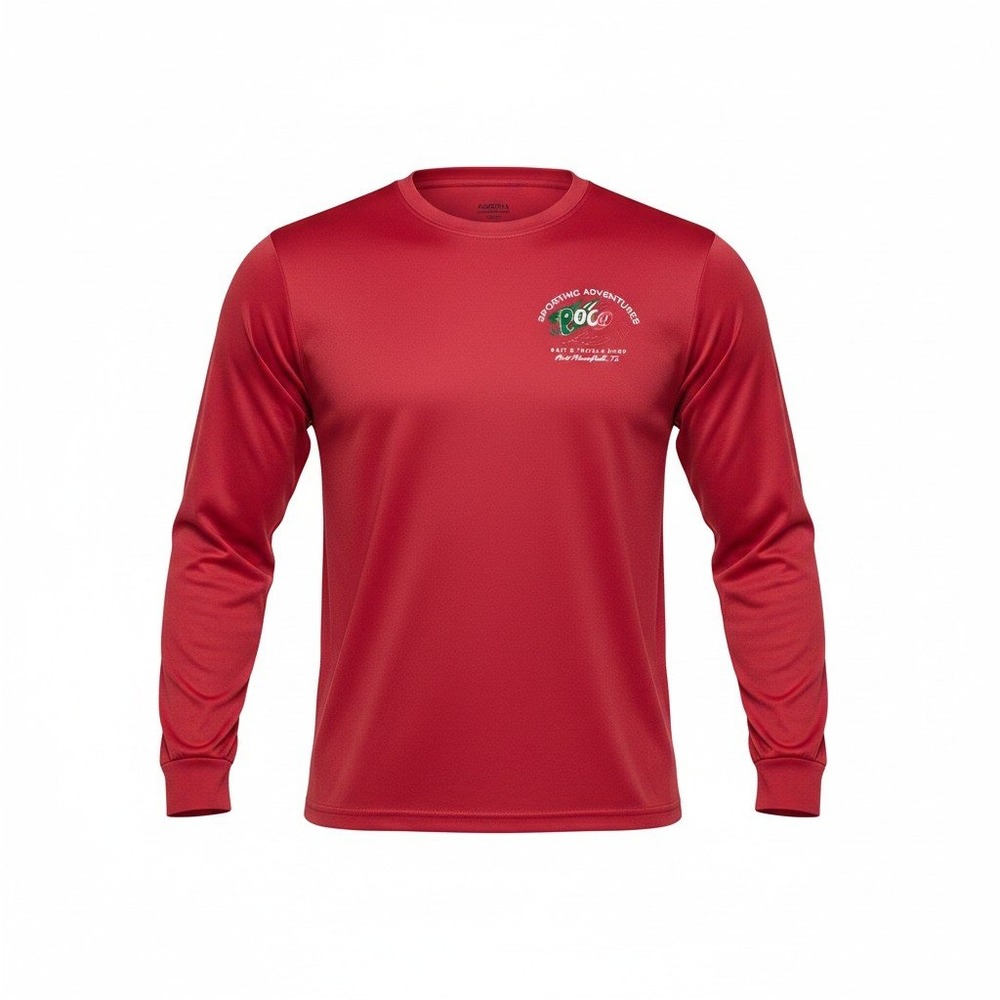 Augusta Sportswear Fishing Shirt Adult L Red Good Poco Loco Bait & Tackle Shop